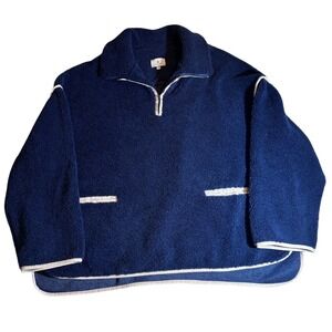 Tuckernuck Cozy Navy Rhodes Shearling Quarter Zip‎ Pullover|Nantucket style| XXL